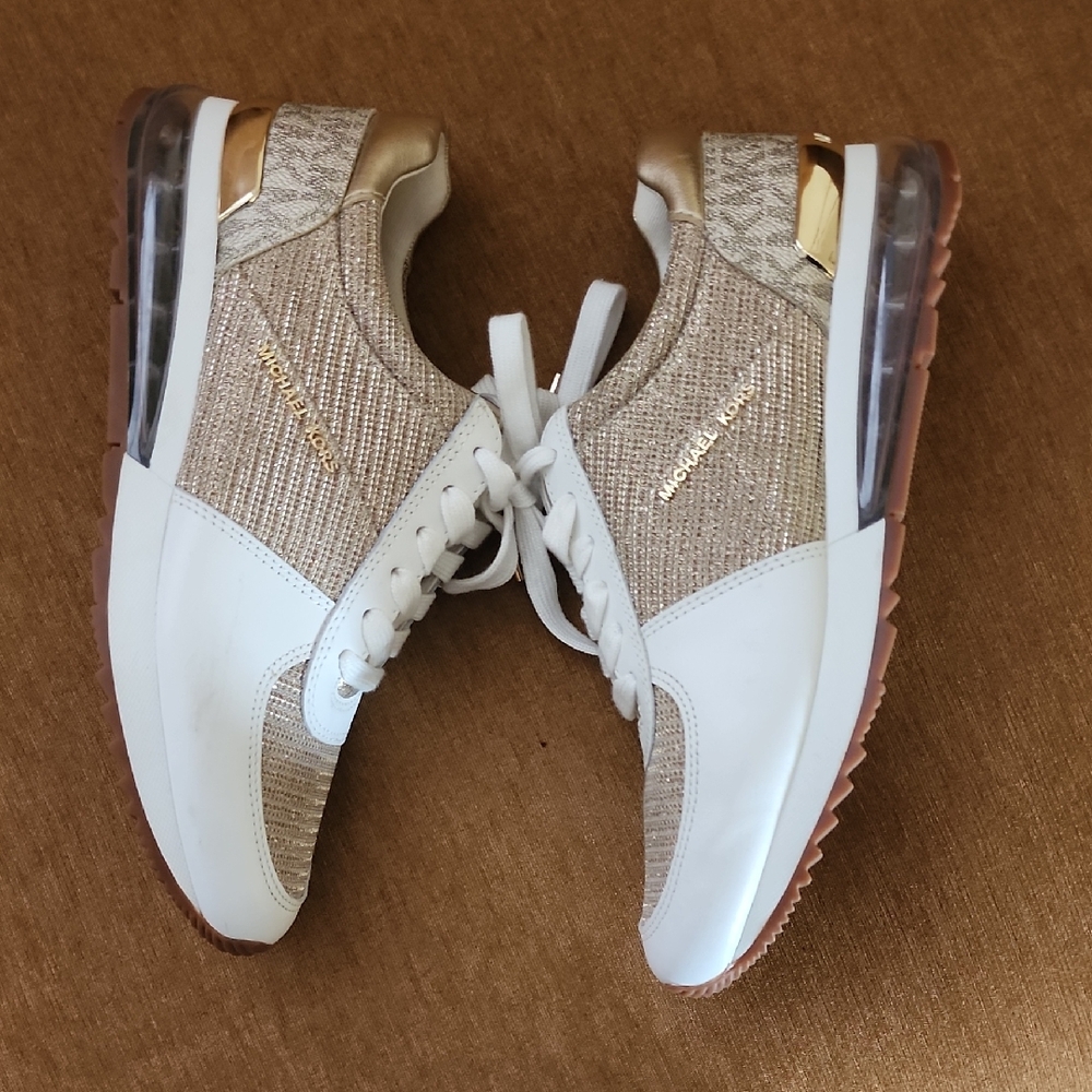 Michael Kors Women's White and Gold Sneakers